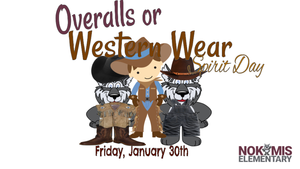Wolfs and kid wearing overalls and western wear