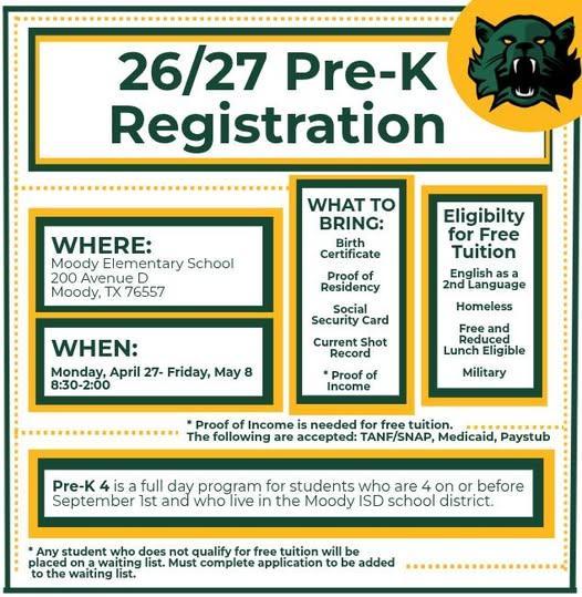 Pre-K registration info