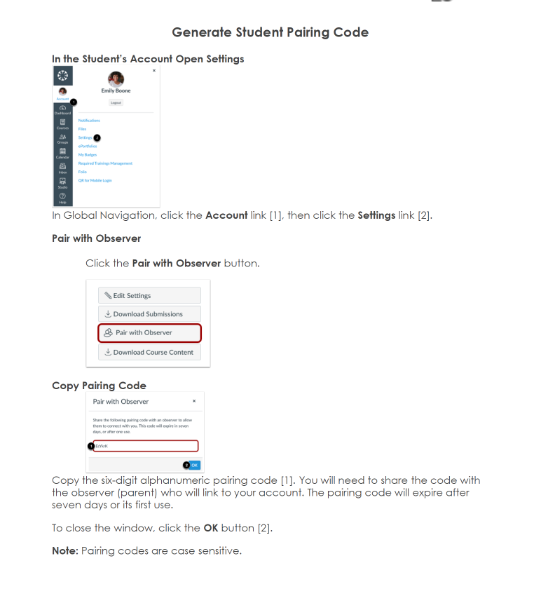 Generating Student Pairing Code