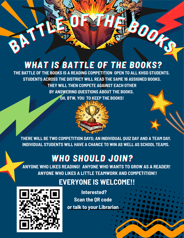 A colorful flyer promoting a reading competition called 'Battle of the Books'.