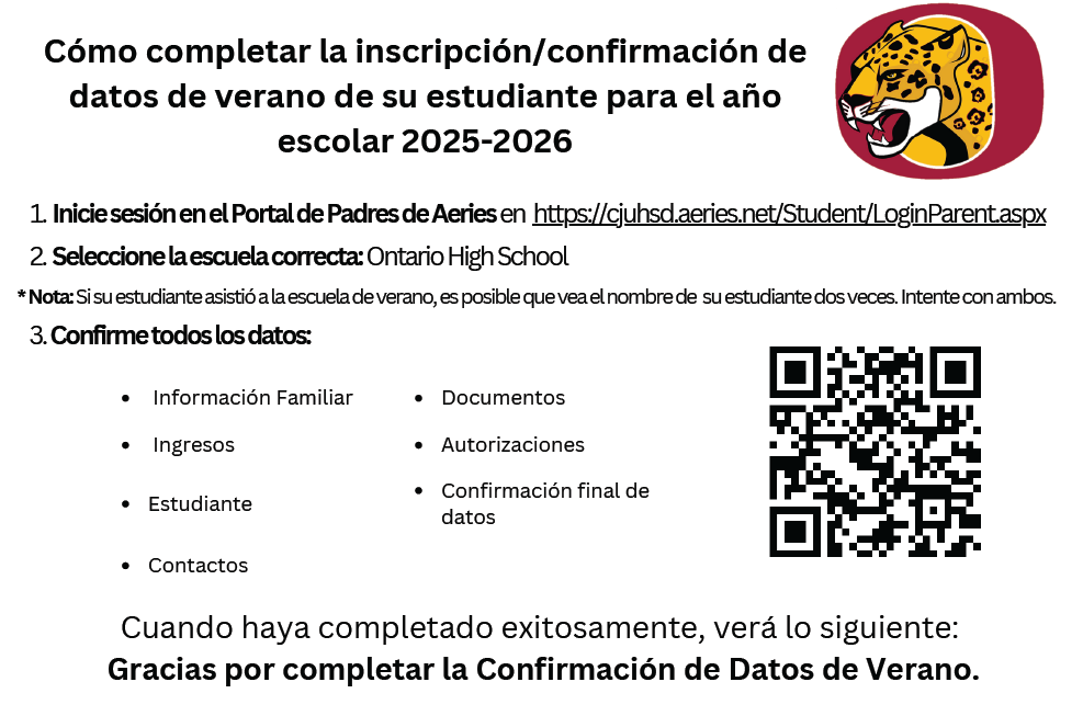 Spanish Summer Registration Information