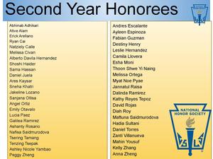 second year honorees