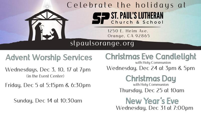 Holiday Worship Schedule