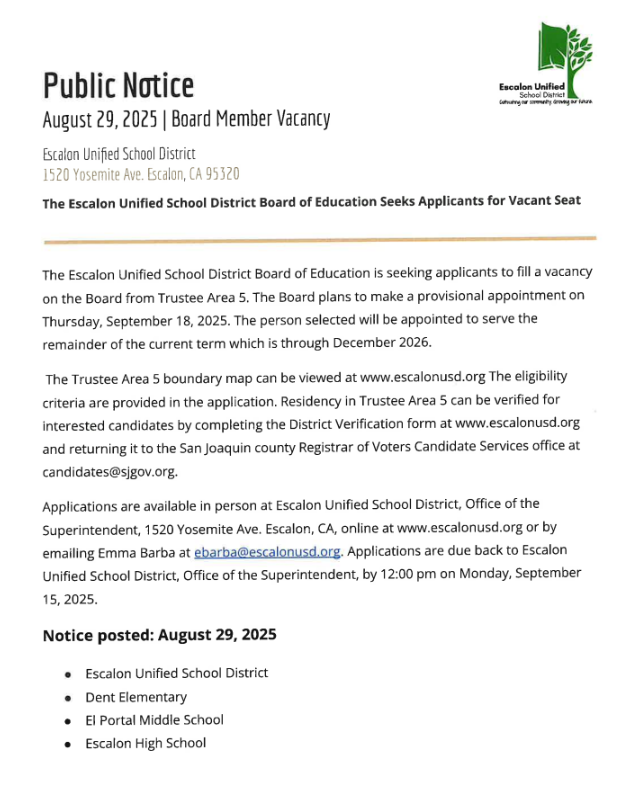 Board Member Vacancy