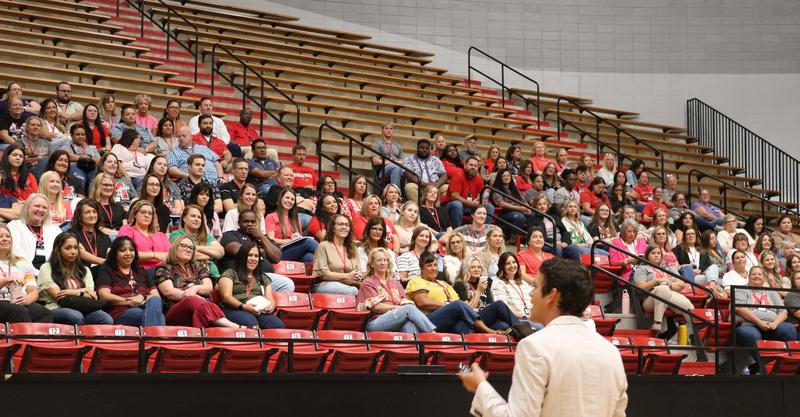 Trevor Muir speaking to MISD educators