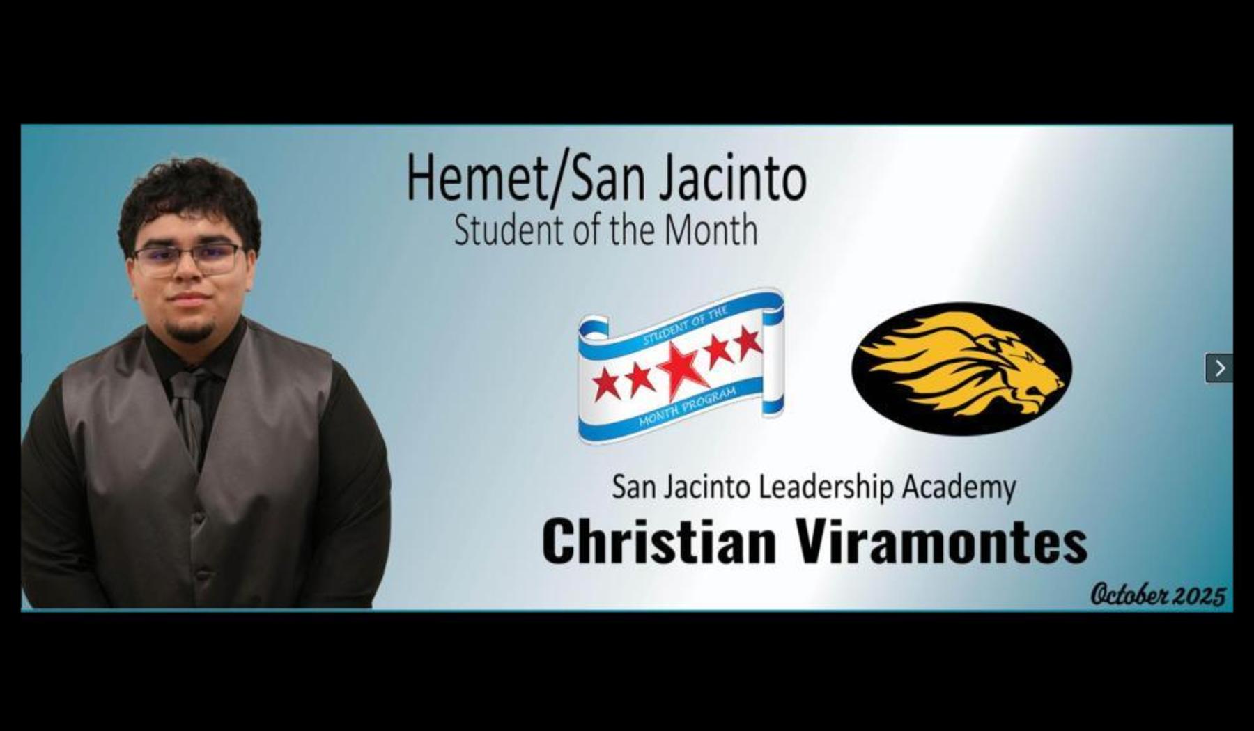Student of the Month Oct. 2025