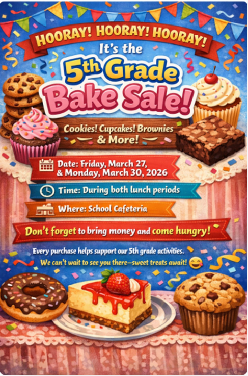 baked goods on a flier for a bake sale