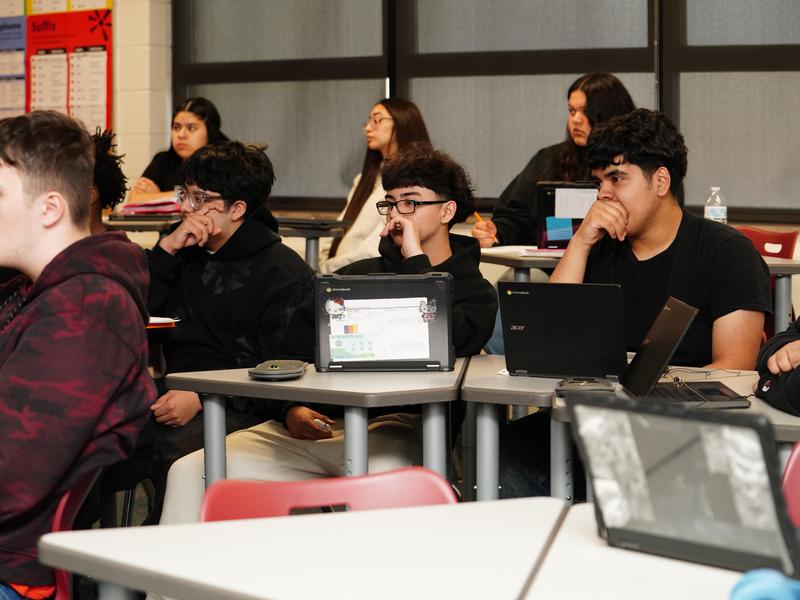 Students paying attention in class