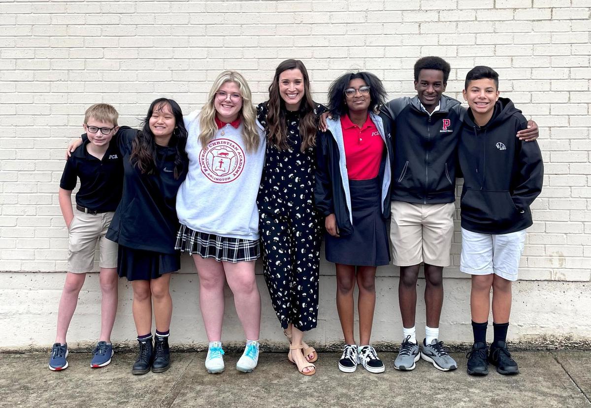 Ms. Hargrave with middle school tudents