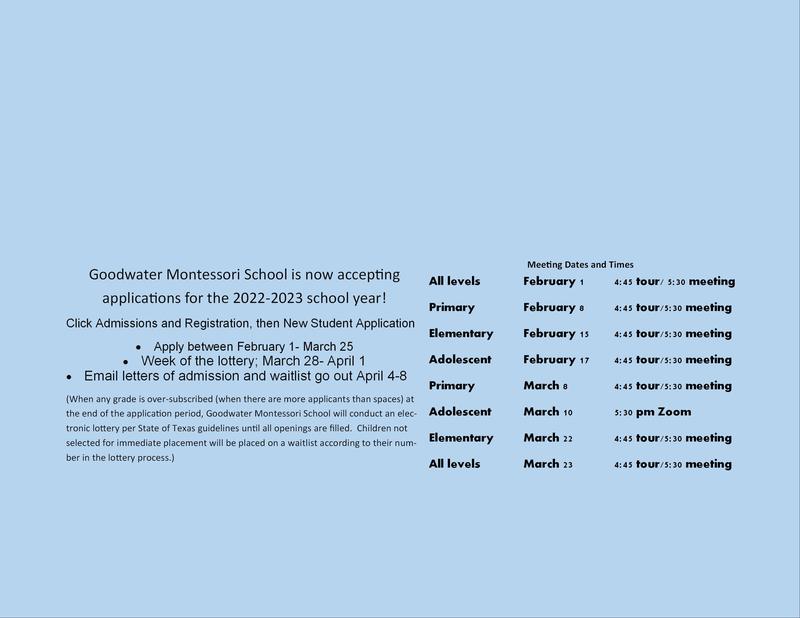 Georgetown Academic Calendar 2022 2023 Goodwater Montessori Public Charter School