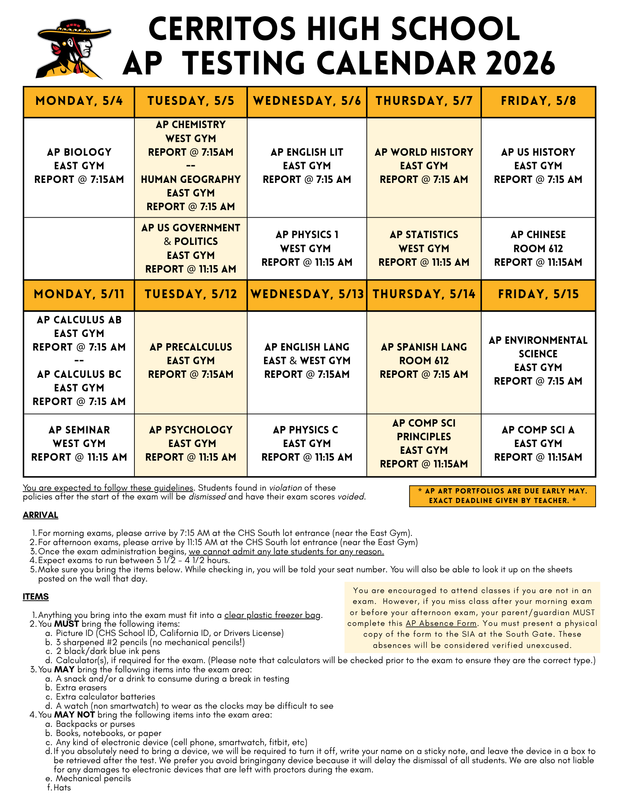 Head to cerritoshs.us/aptesting for more info and a full schedule