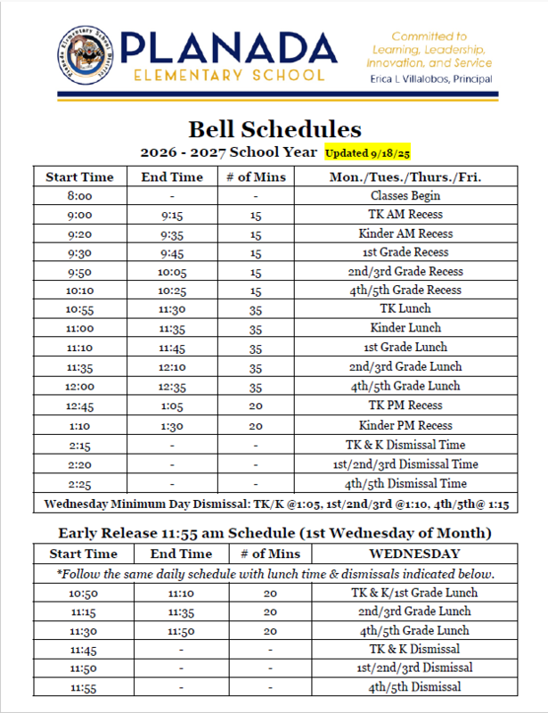 2026-27 Bell Schedules Featured Photo