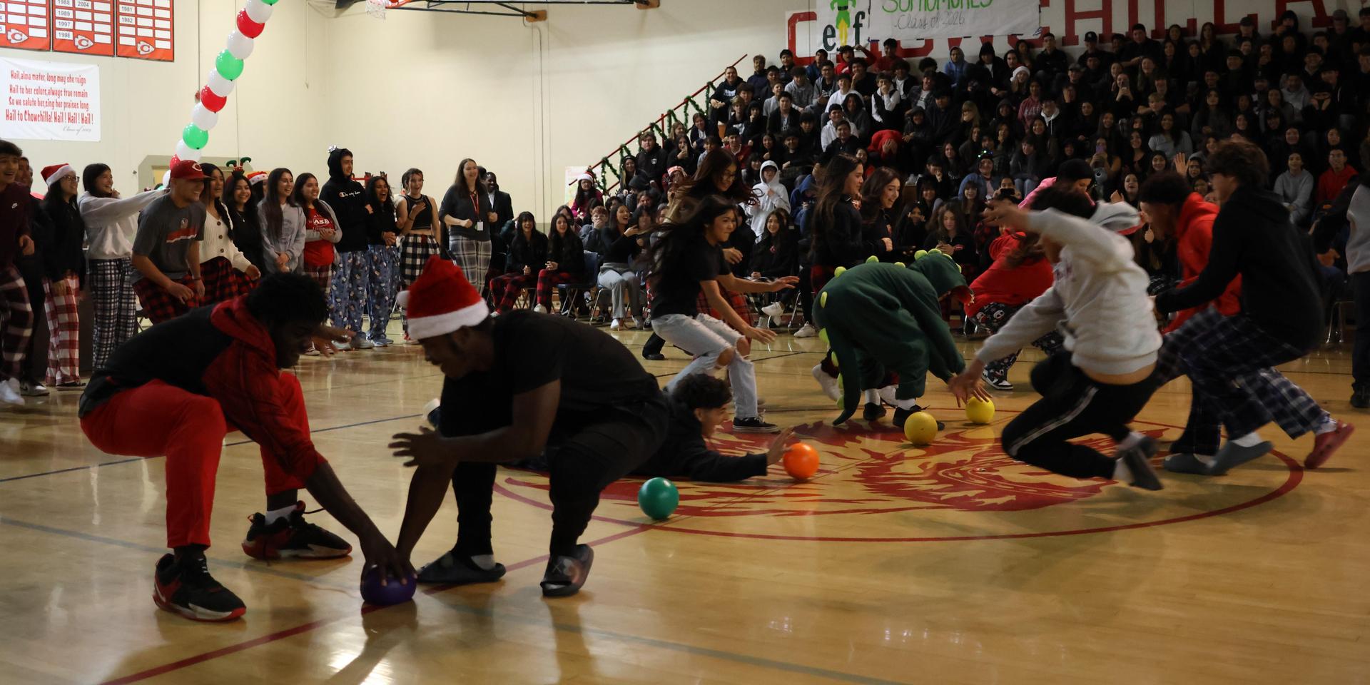 students playing dodgeball