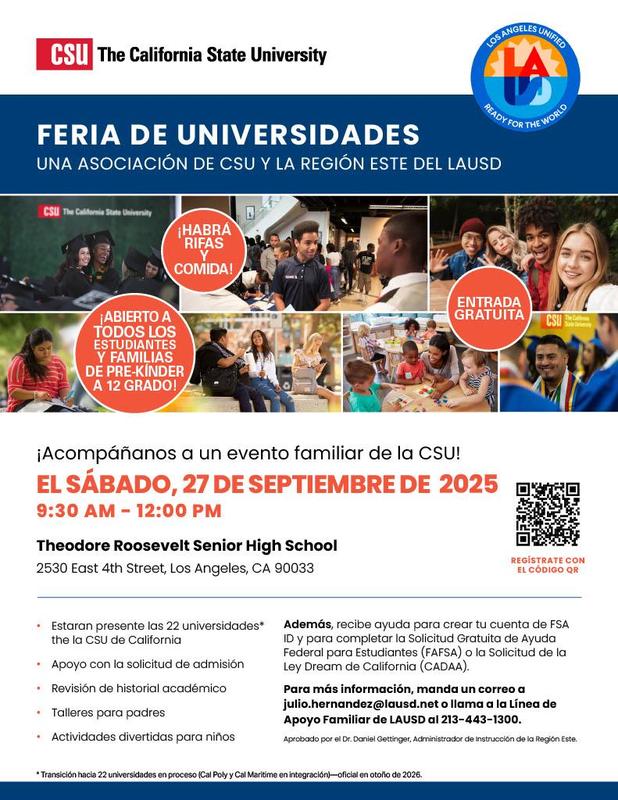 LAUSD College Admissions Fair Flyer Spanish