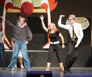 Students rehearse a scene for the upcoming musical.