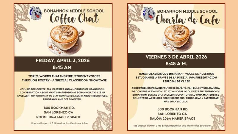 Coffee Chat - please join us! Friday, April 3rd at 8:45 in the Makerspace