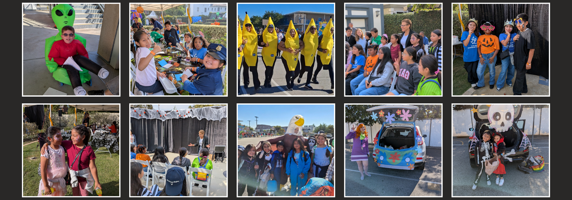 10 assorted pictures of Halloween activities.