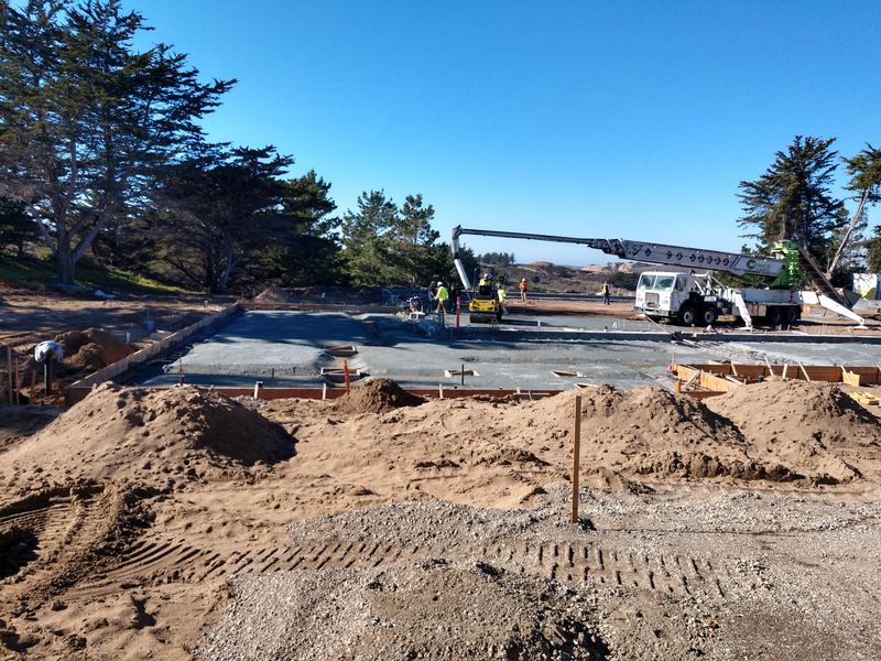 Concrete is being poured at the Marina High gym.