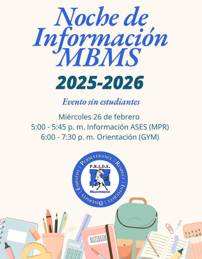 MBMS Info Night 20252026 Calendars MEADOWBROOK MIDDLE SCHOOL