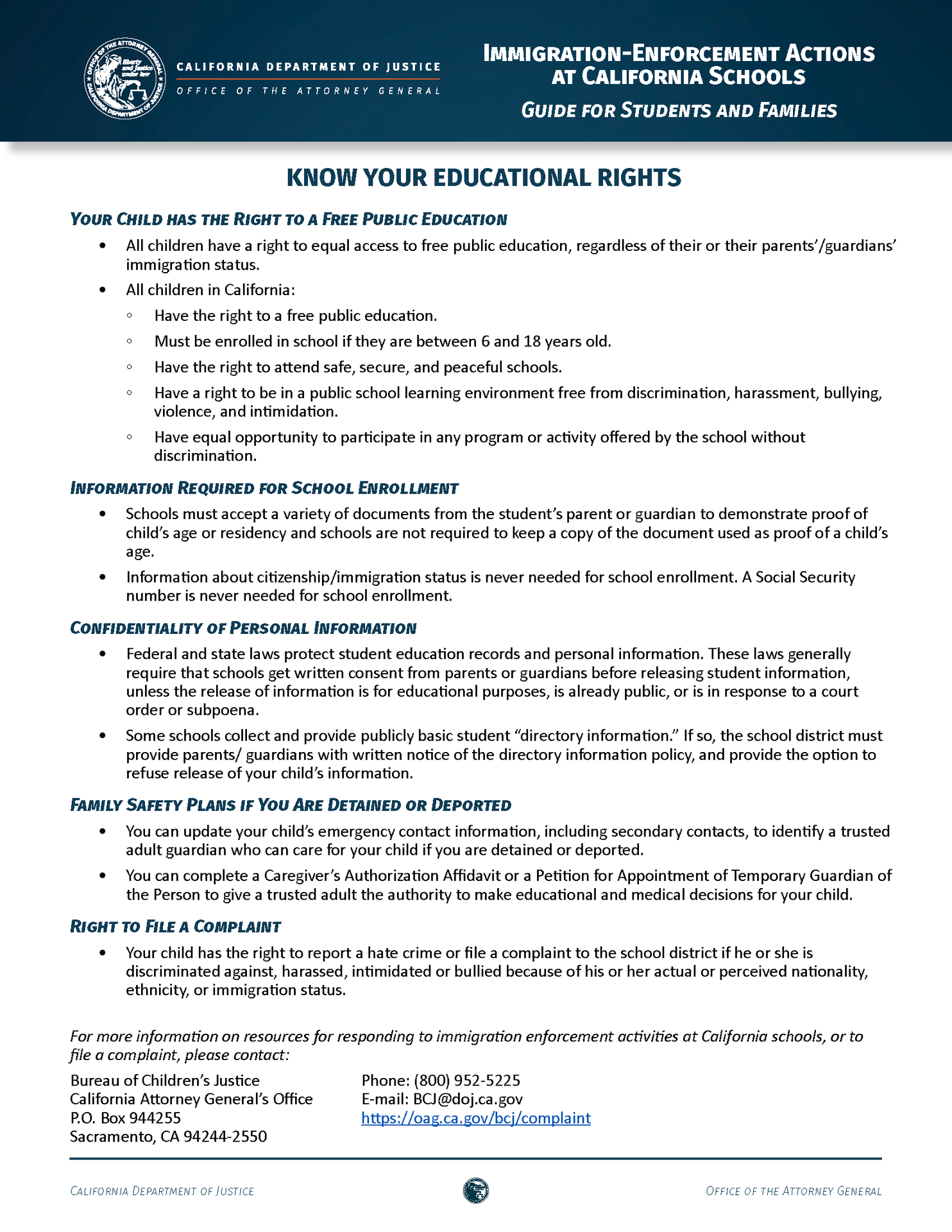 Immigration-Enforcement Actions at CA Schools