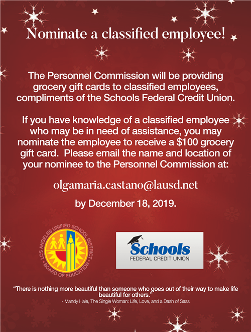 Nominate a classified employee flyer 