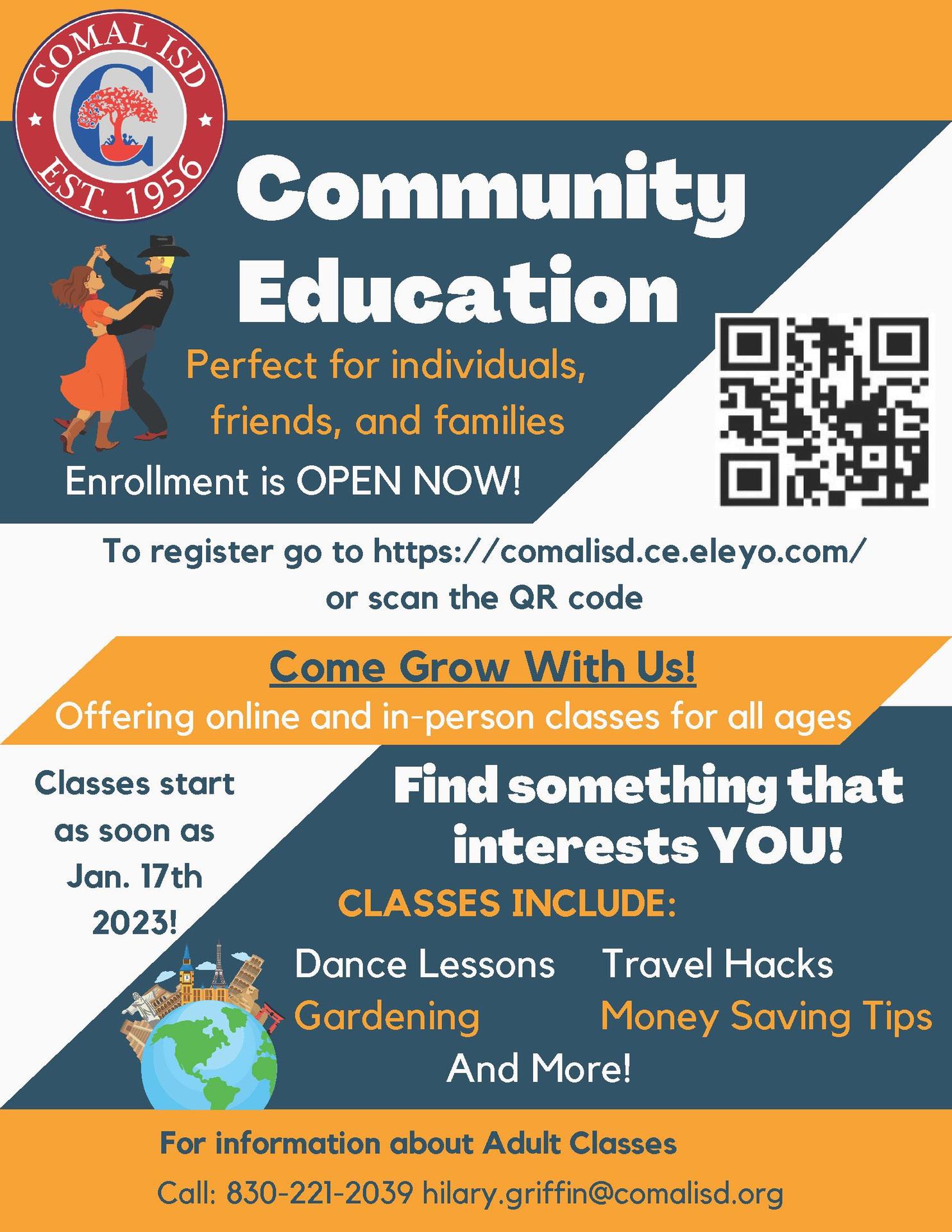 Community Ed Adult classes flyer