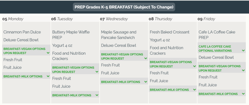 Breakfast Menu / Menú de desayuno