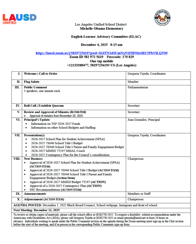 ELAC agenda 12-4-25