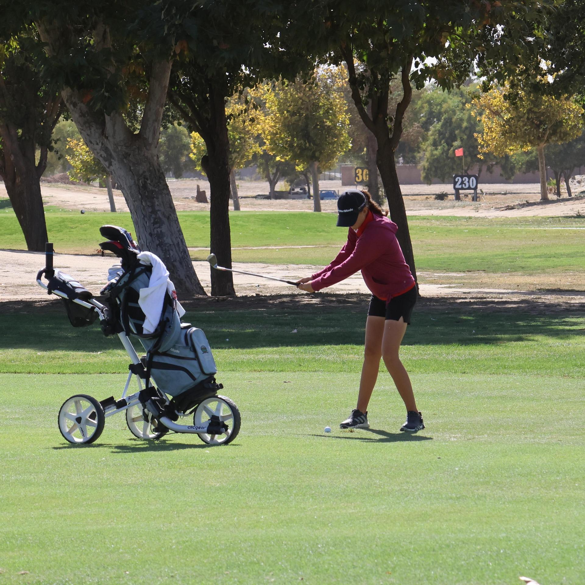 Girls golfers in action at the championships