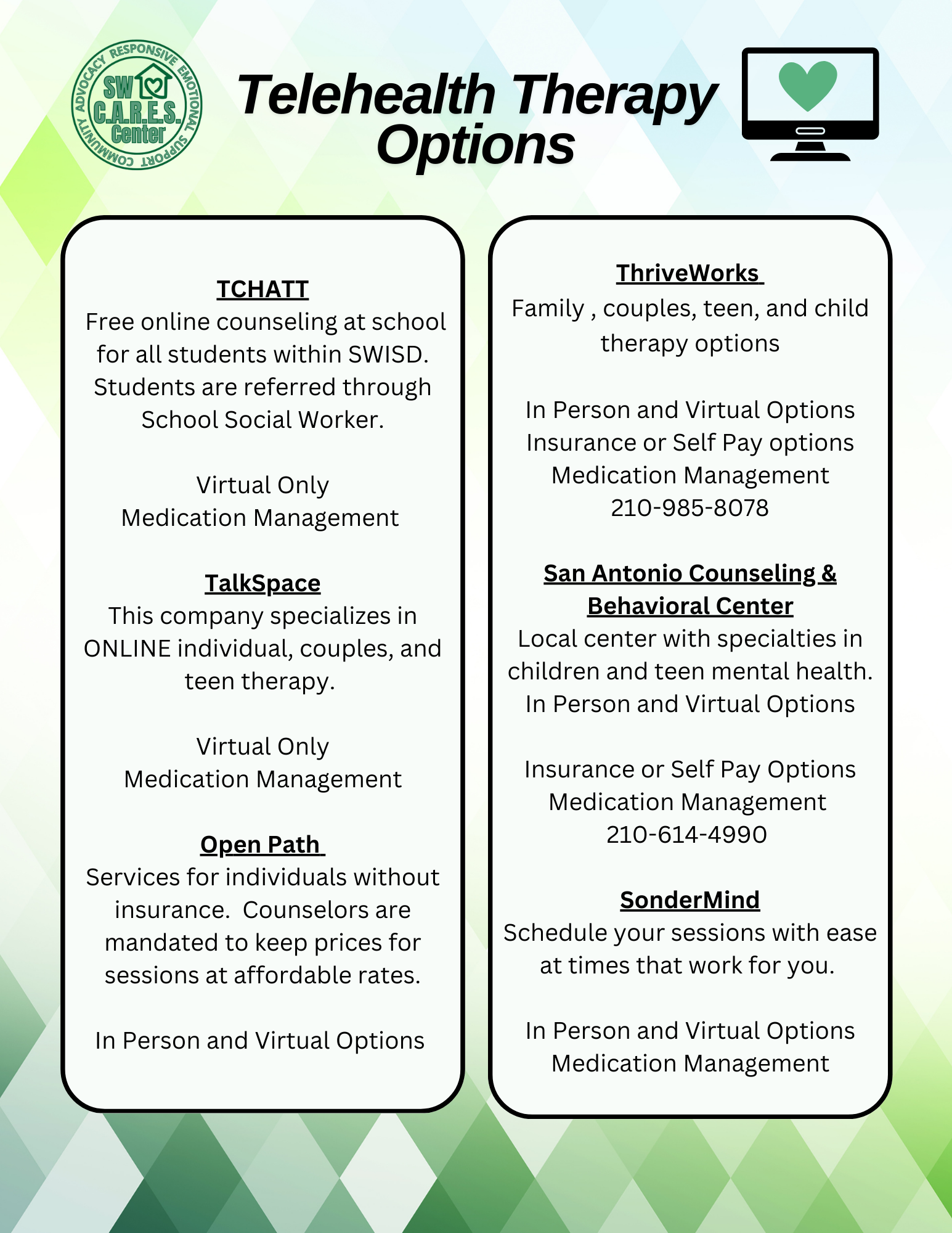 Telehealth Therapy Options