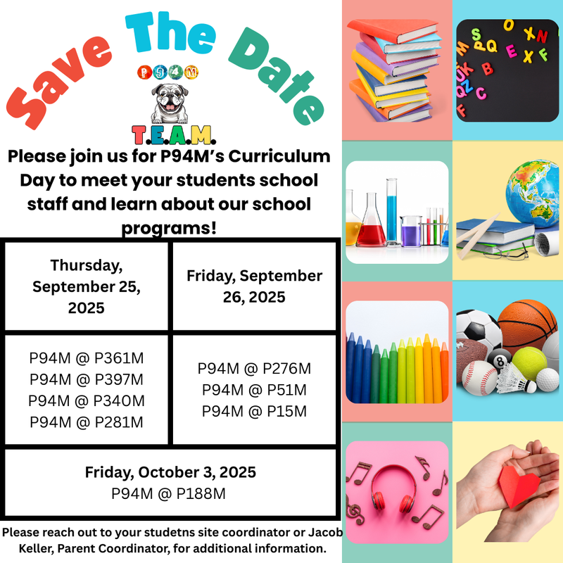 English- Table with school pictures