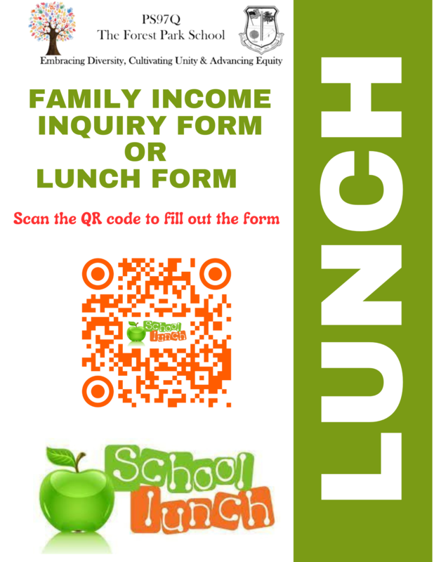 Flyer with QR code for parents to complete