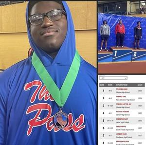Samuel's freshman high school indoor season ended with a PR and a medal in Birmingham! He also is ranked 2nd for indoor shot put in the state in all classes and across all grades.  Congratulations Sammie!