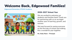 Welcome back message containing preceding text