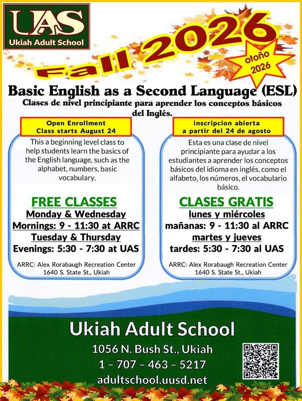 Fall 2026 ESL classes poster