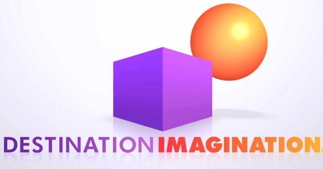 Destination Imagination logo - a purple cube with an orange circle