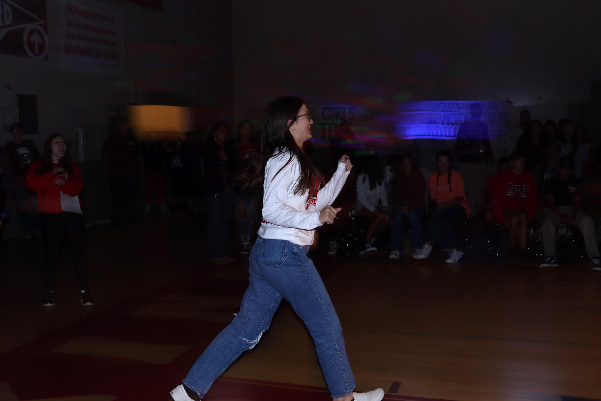 Students and staff enjoying the fall sports rally