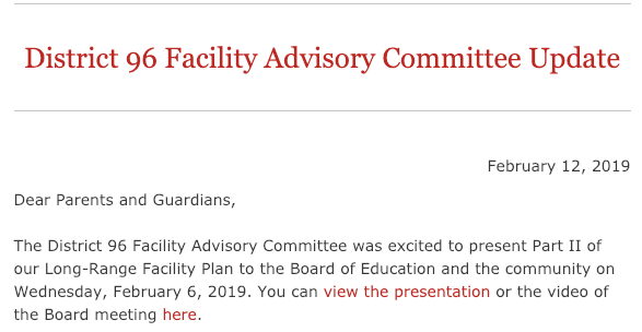 District 96 Facility Advisory Committee Update Featured Photo