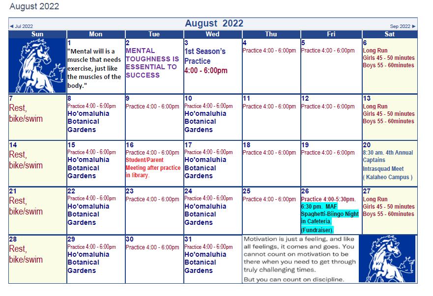 Cross Country Fall Sports Kalaheo High School
