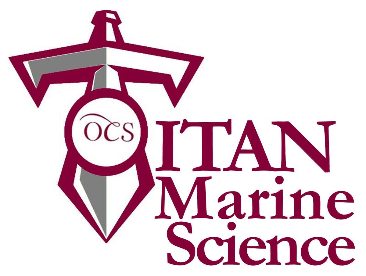 Logo with a sword and text OCS TITAN Marine Science.