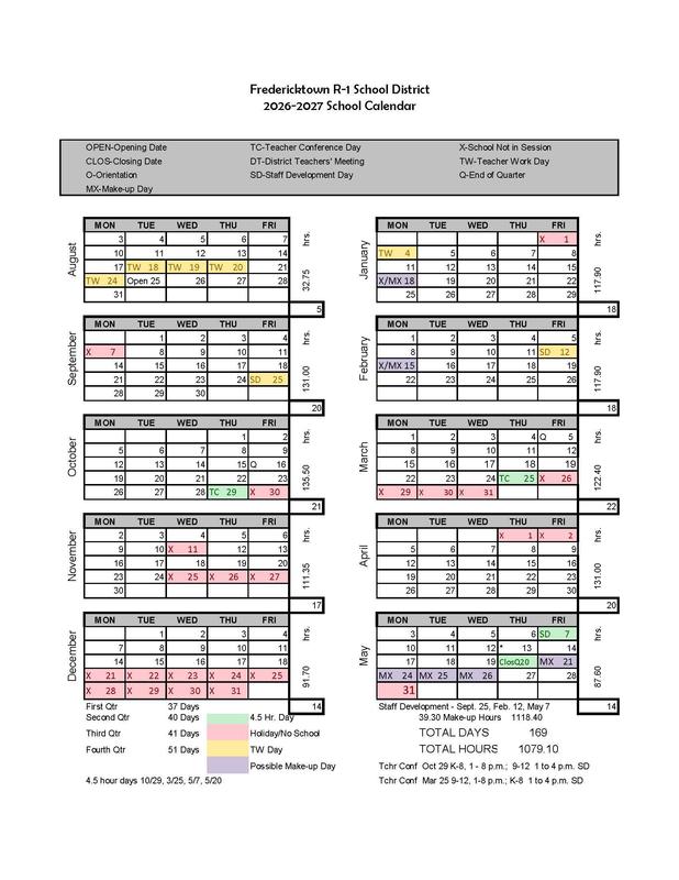 2026-2027 District School Calendar