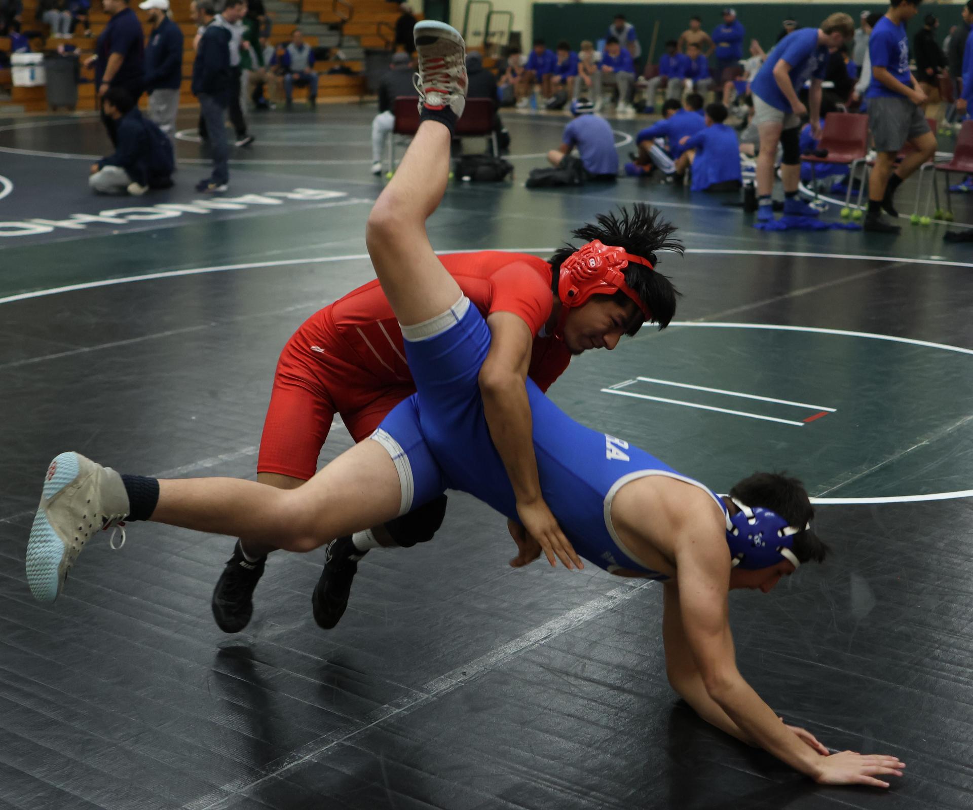 Boys wrestling in the Liberty Duals event 17
