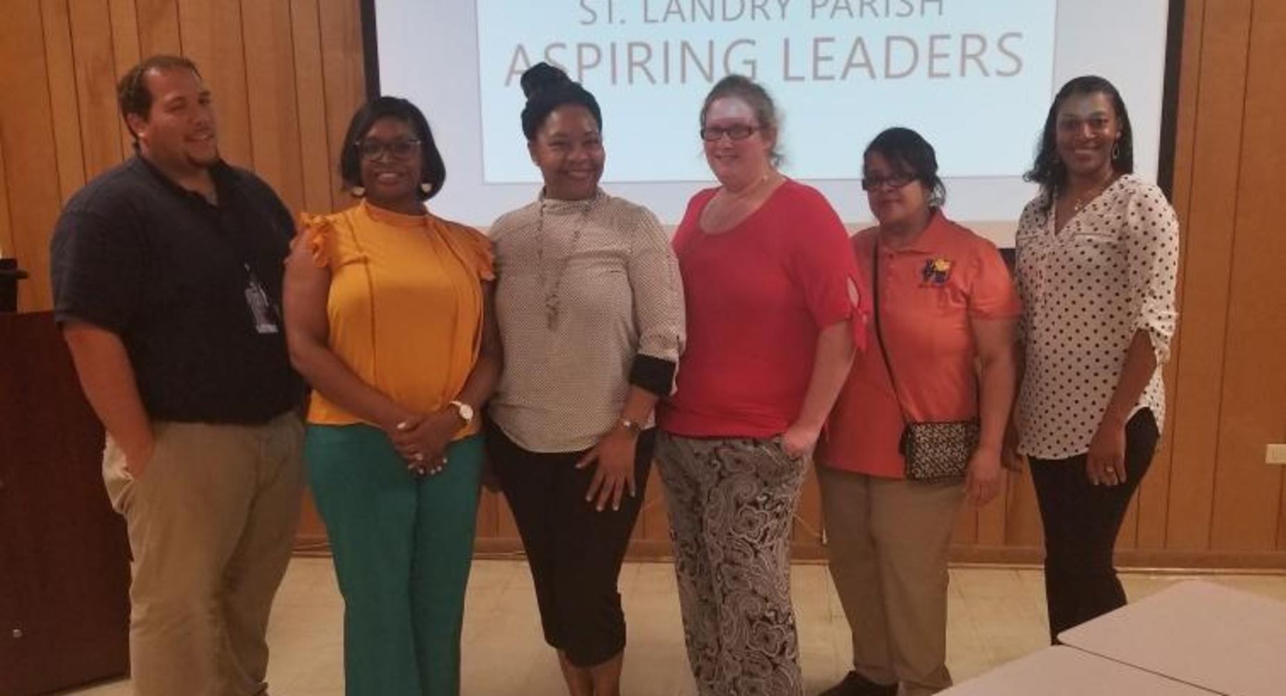 Lawtell staff members participate in the district's Aspiring Leaders Academy 2019-2020: J. Guillory, O. Warren, T. Thomas, A. Vidrine, R. Richard, and F. Dupre