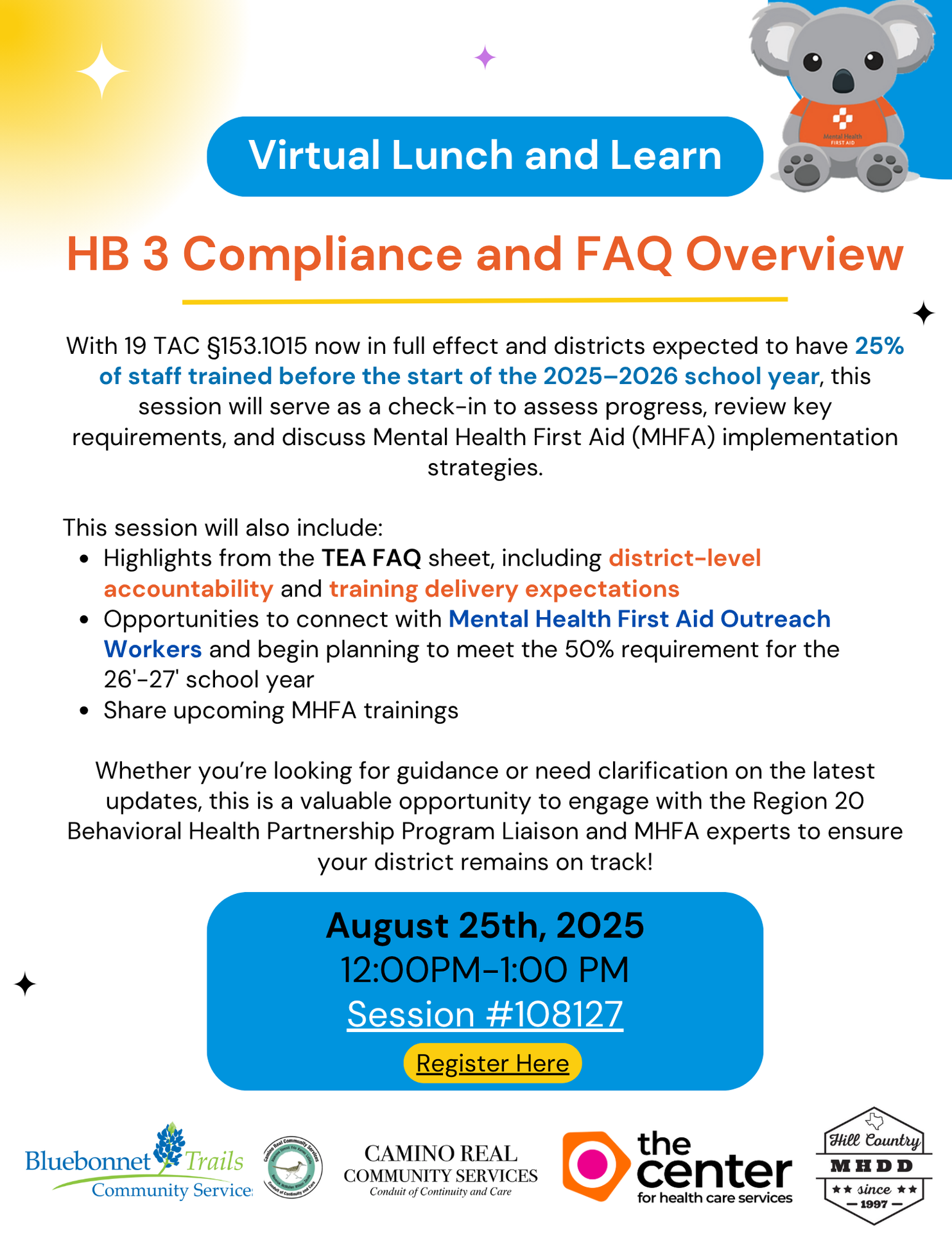 information on upcoming live Q&A covering HB3 on August 25