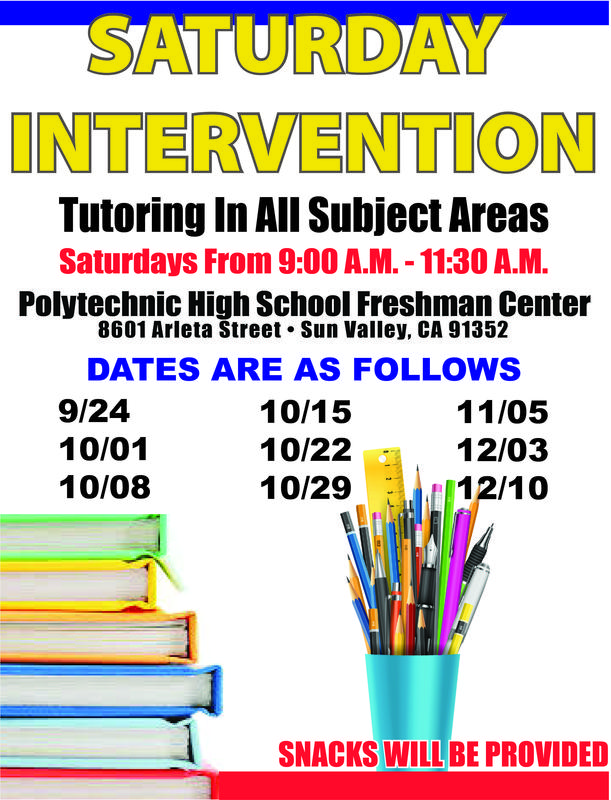 Saturday Intervention Program/Programa de Intervención para los Sábado Featured Photo