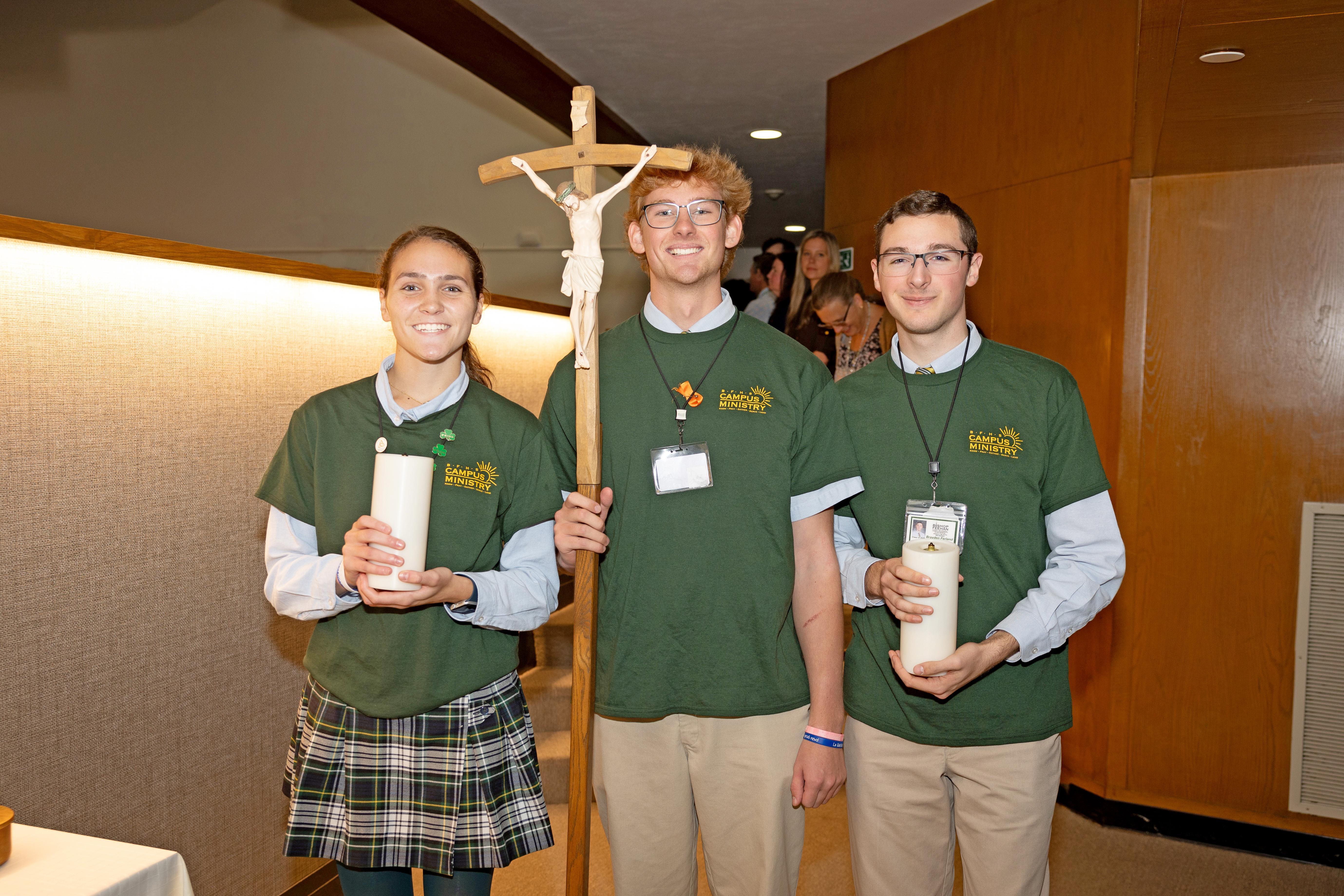 Students preparing for mass