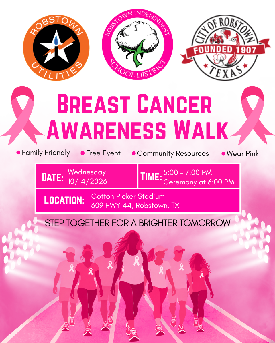 Breast cancer awareness walk flyer with event details and graphics.