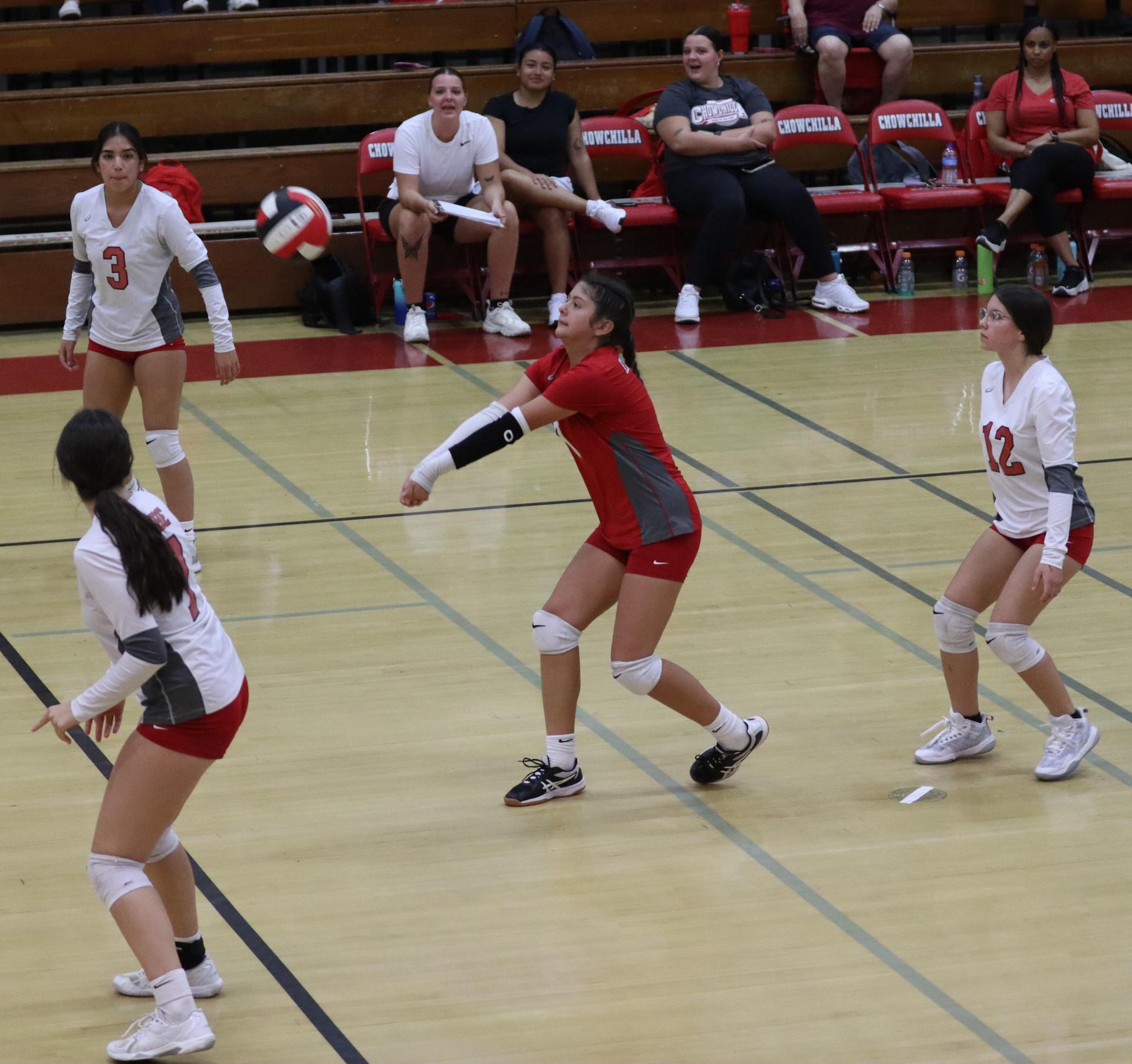 junior varsity girls playing volleyball against Mendota