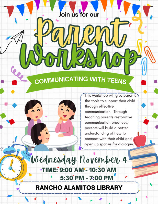 Join us for our next Parent Workshop on Wednesday, 11/4! Featured Photo