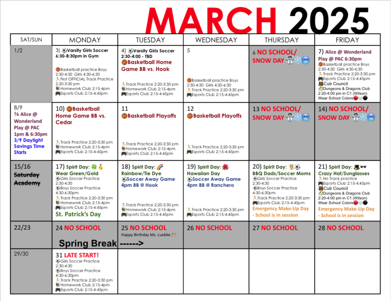 March Events Calendar, click here for a printable pdf. Featured Photo